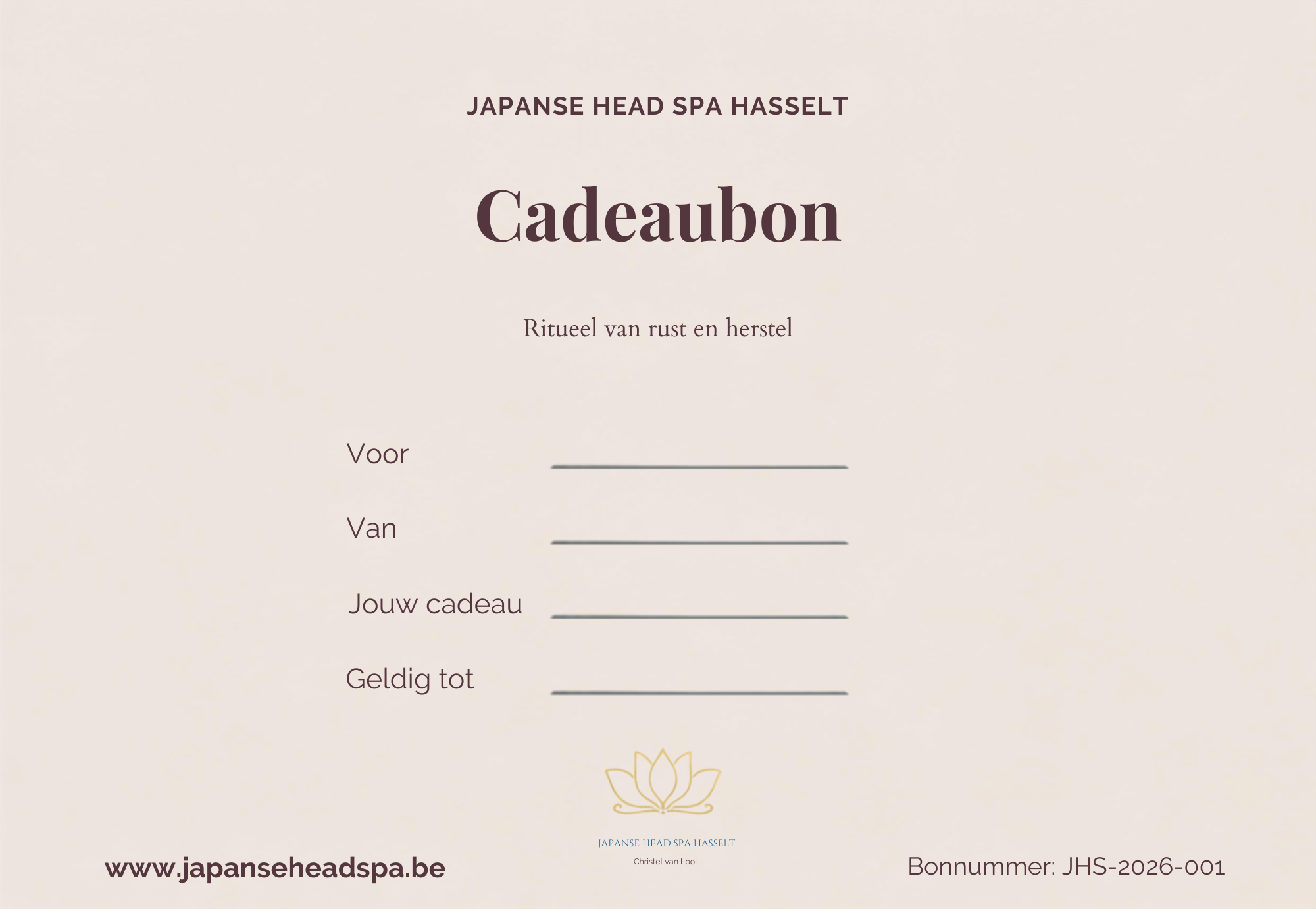 Cadeaubon van Japanse Head Spa Hasselt, ritueel van rust en herstel